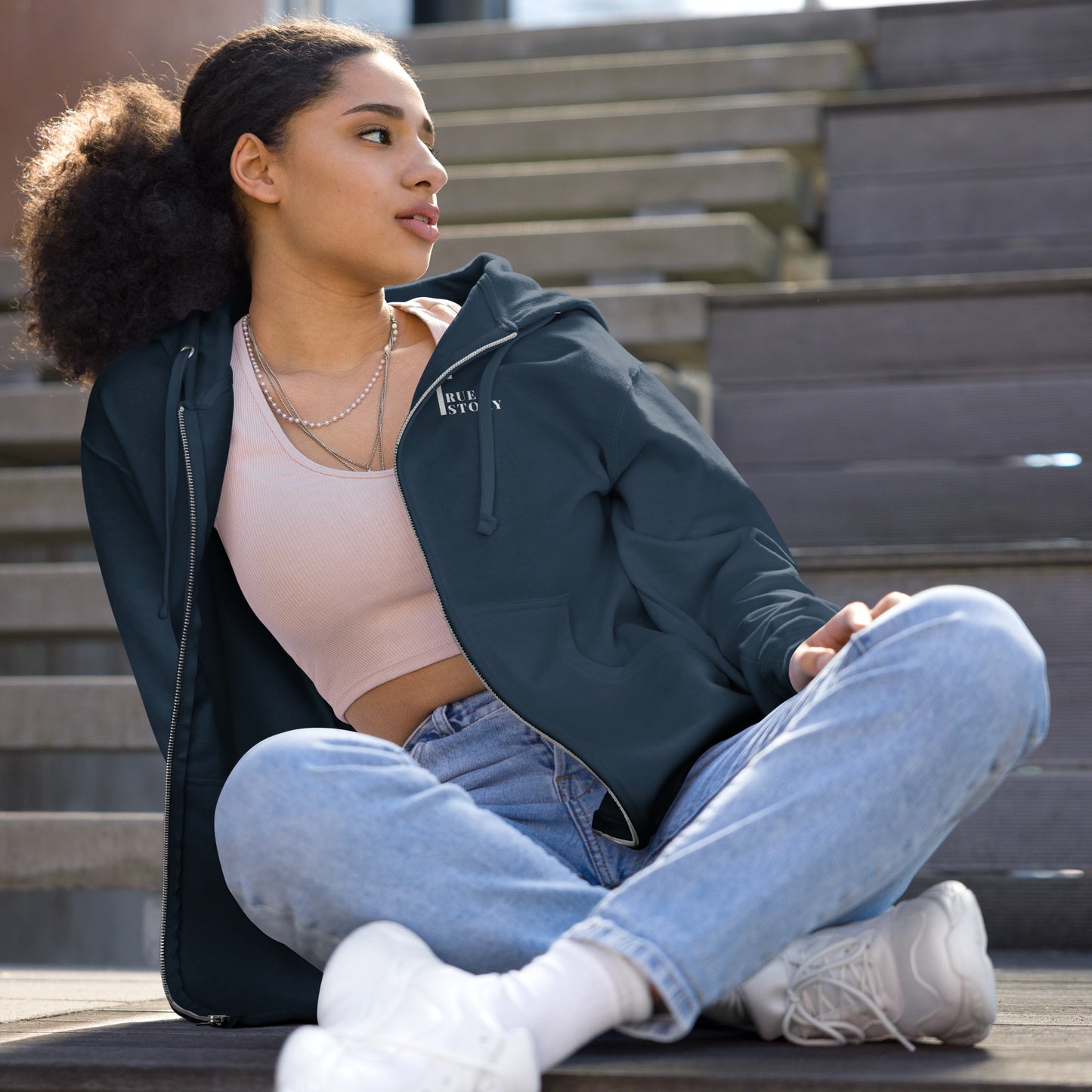 Cross "True Story" Unisex Fleece Zip Up Hoodie