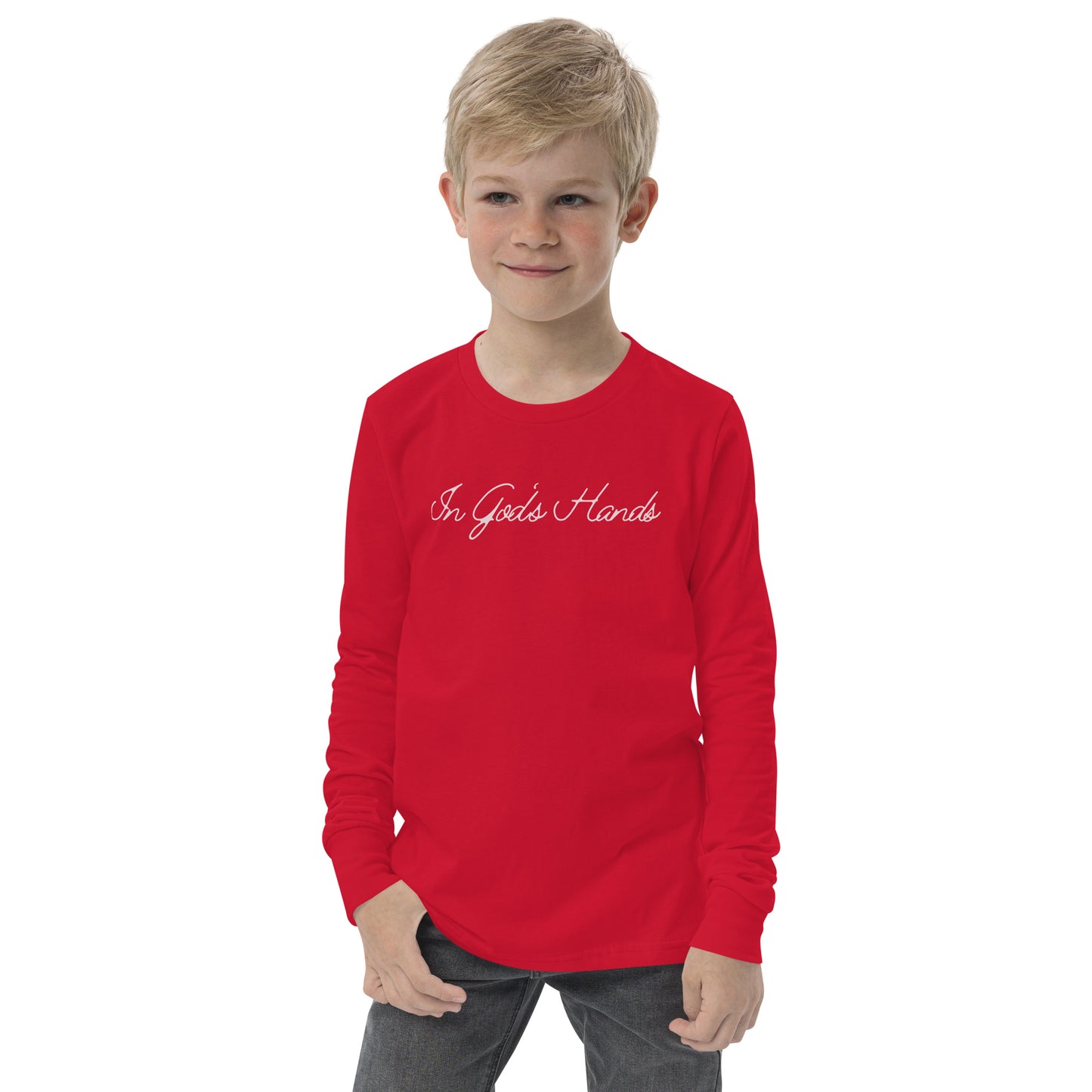 "In God's Hands" Youth Long Sleeve Tee