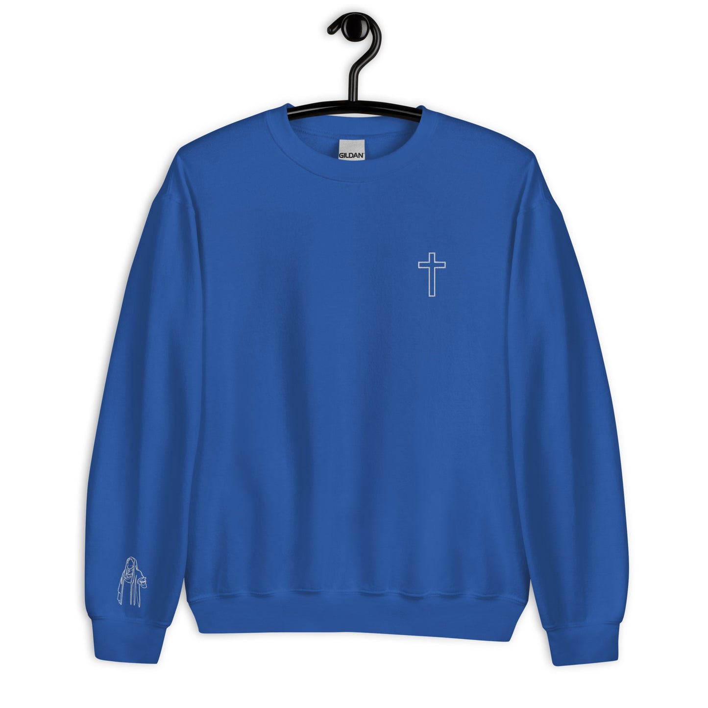 Embroidered Jesus reaching out and Cross Unisex Sweatshirt