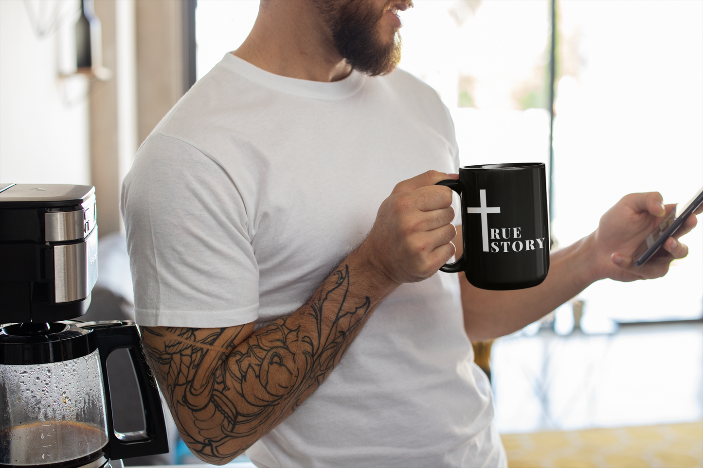 Cross "True Story" Black Glossy Mug, 11oz and 15oz