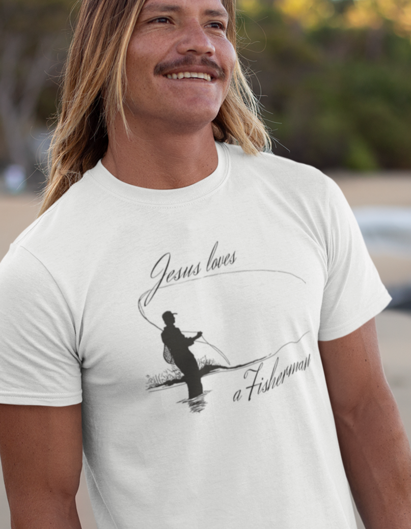 "Jesus loves a Fisherman" Lightweight T-Shirt