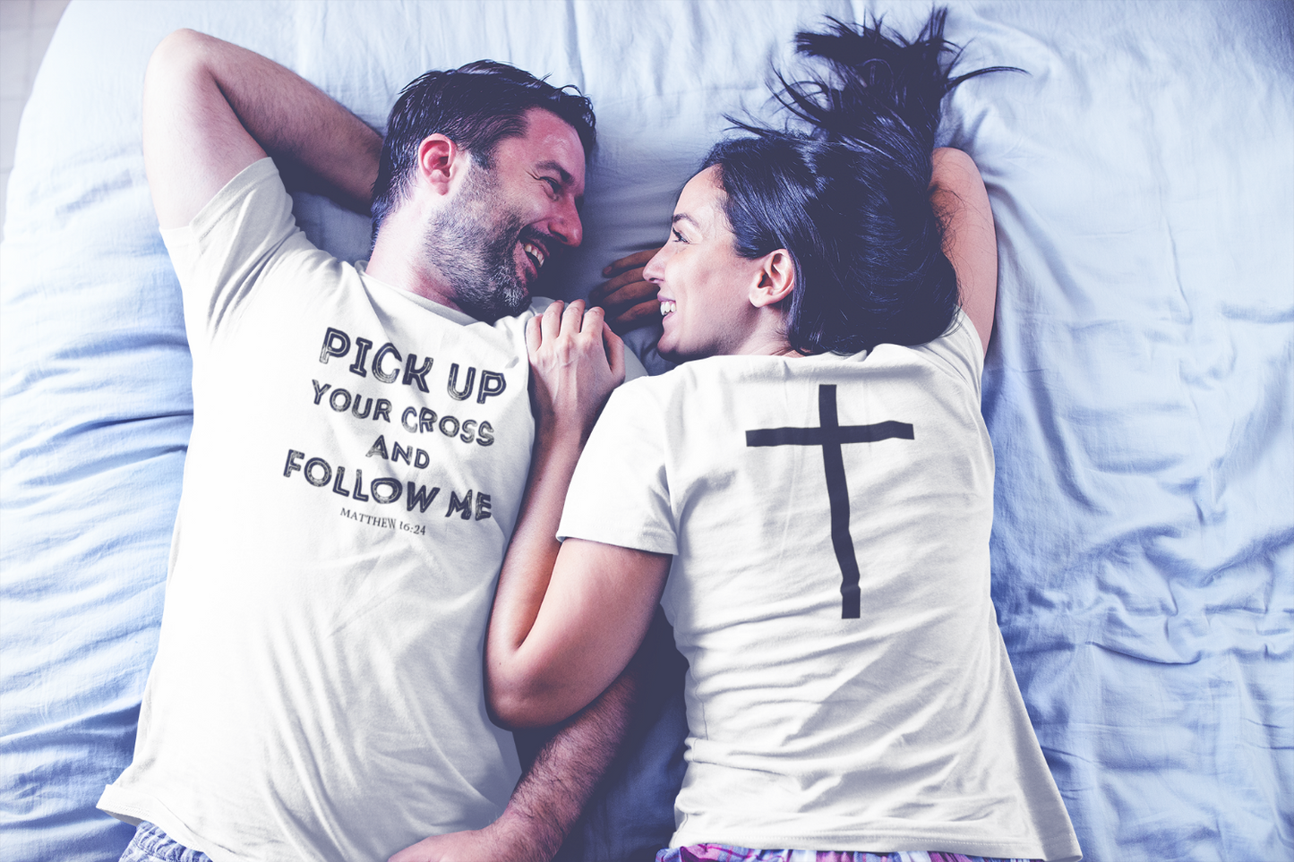 "Pick up your cross and follow Me" Unisex T-Shirt, Front and Back