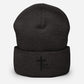 Embroidered Cross "True Story" Cuffed Beanie