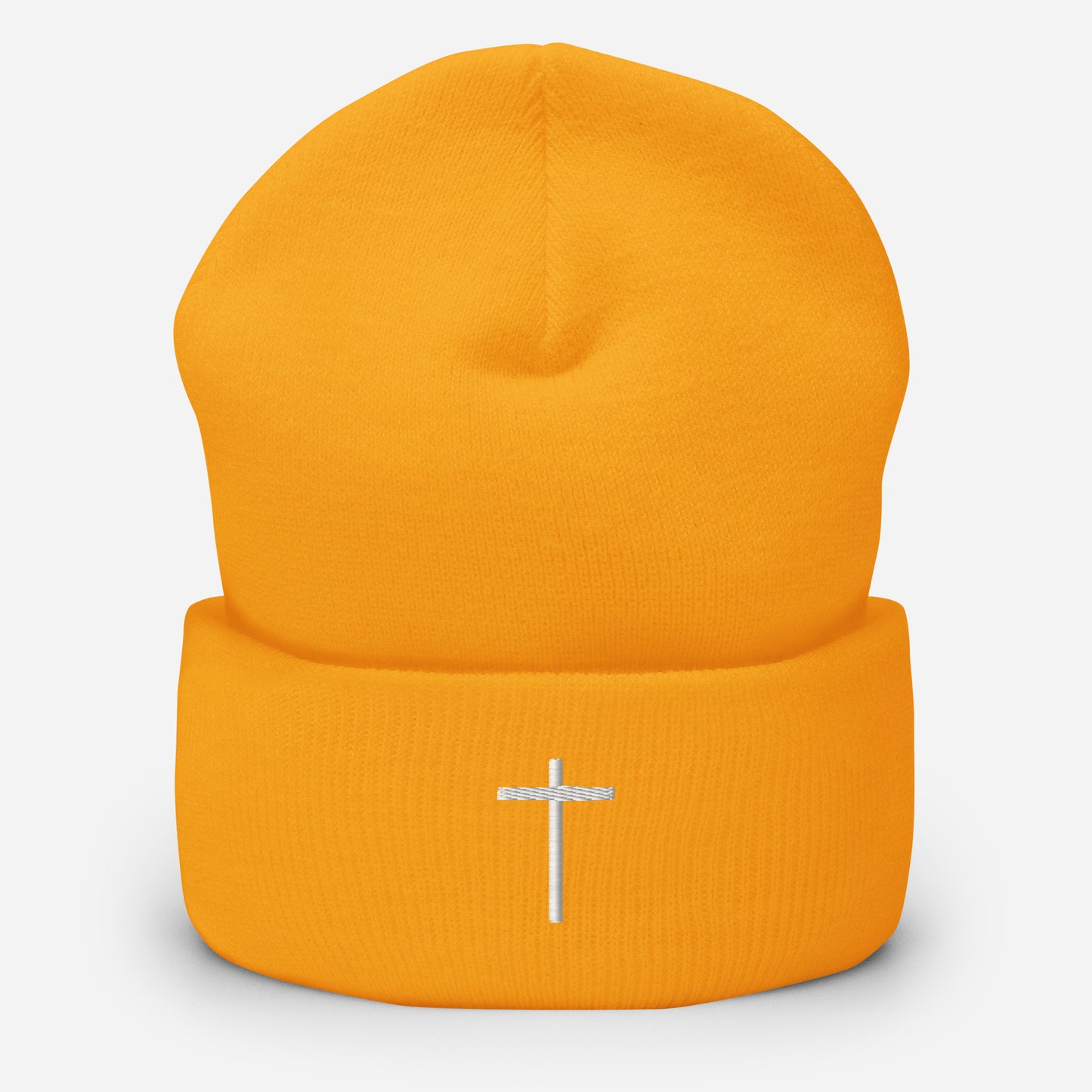 Embroidered Cross Cuffed Beanie