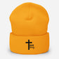 Embroidered Cross "True Story" Cuffed Beanie