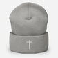 Embroidered Cross Cuffed Beanie