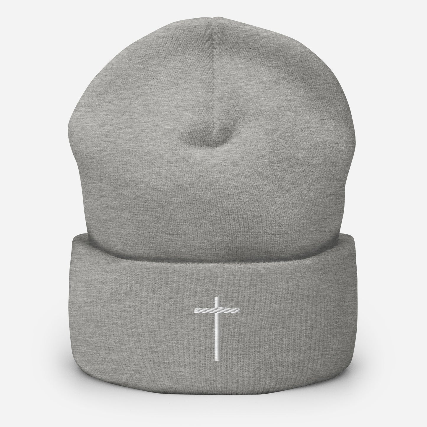 Embroidered Cross Cuffed Beanie