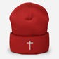 Embroidered Cross Cuffed Beanie