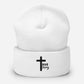 Embroidered Cross "True Story" Cuffed Beanie