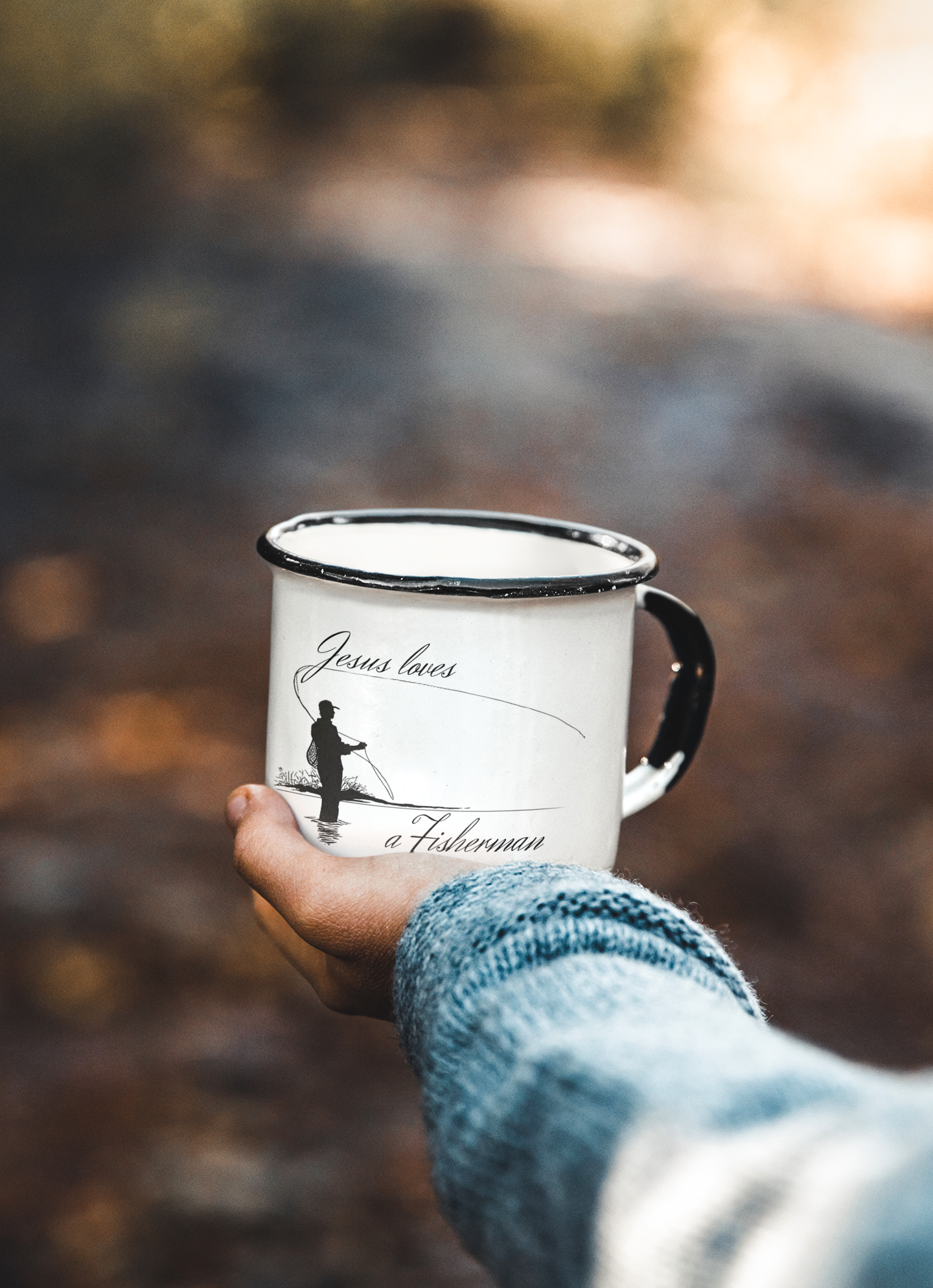 "Jesus loves a Fisherman" Enamel Mug