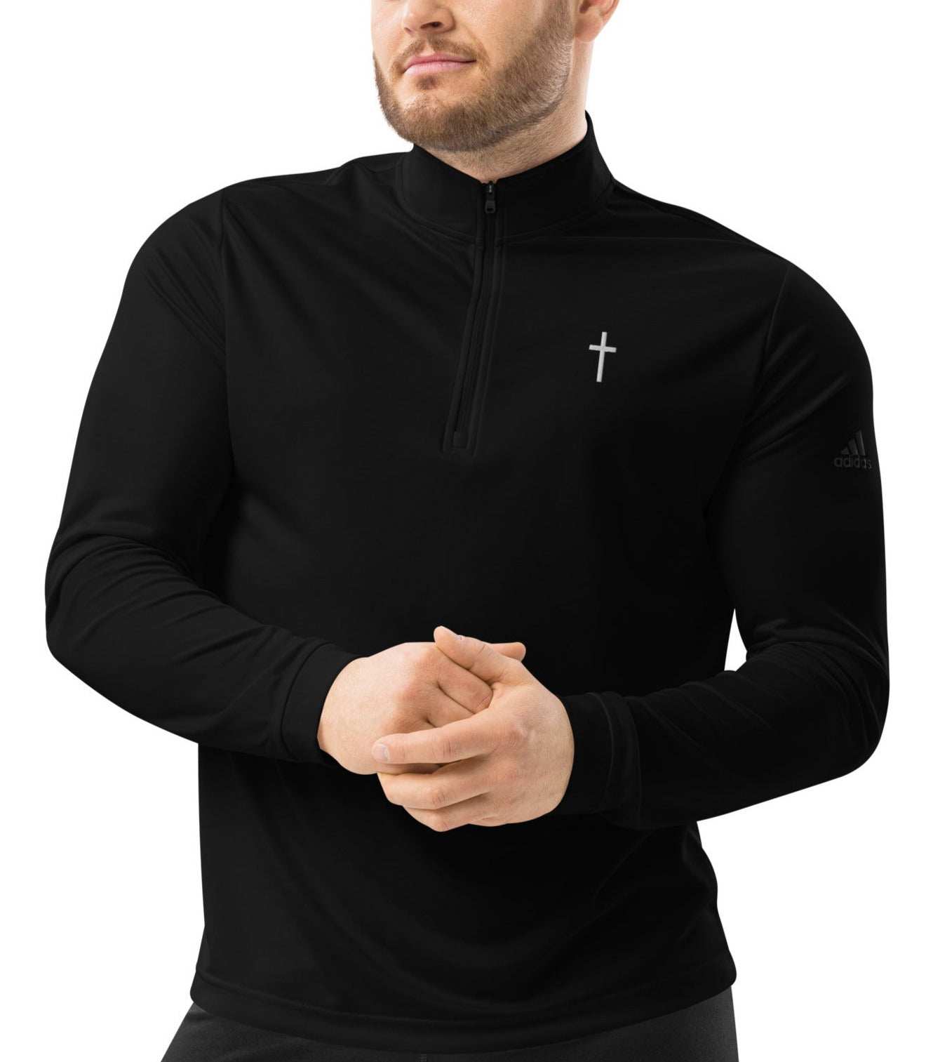 Embroidered Cross Adidas Quarter Zip Pullover