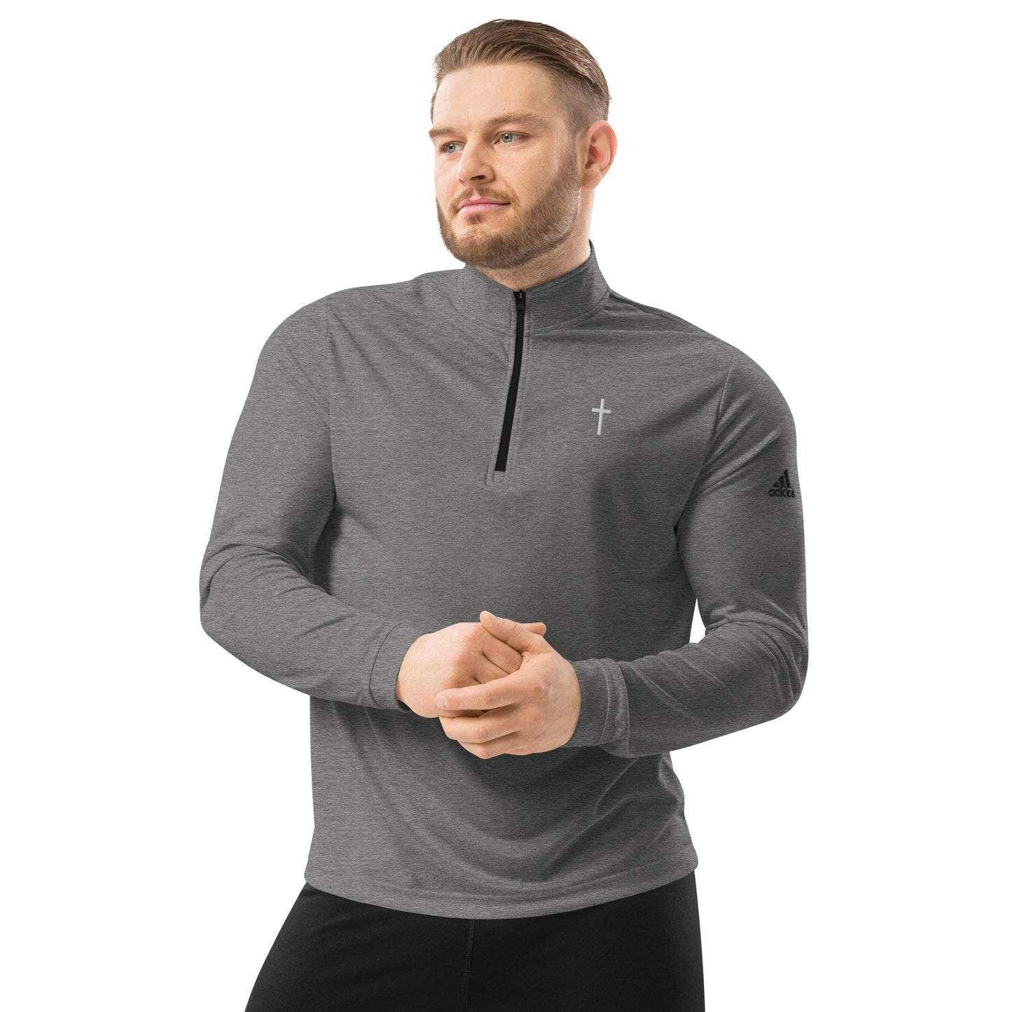 Embroidered Cross Adidas Quarter Zip Pullover