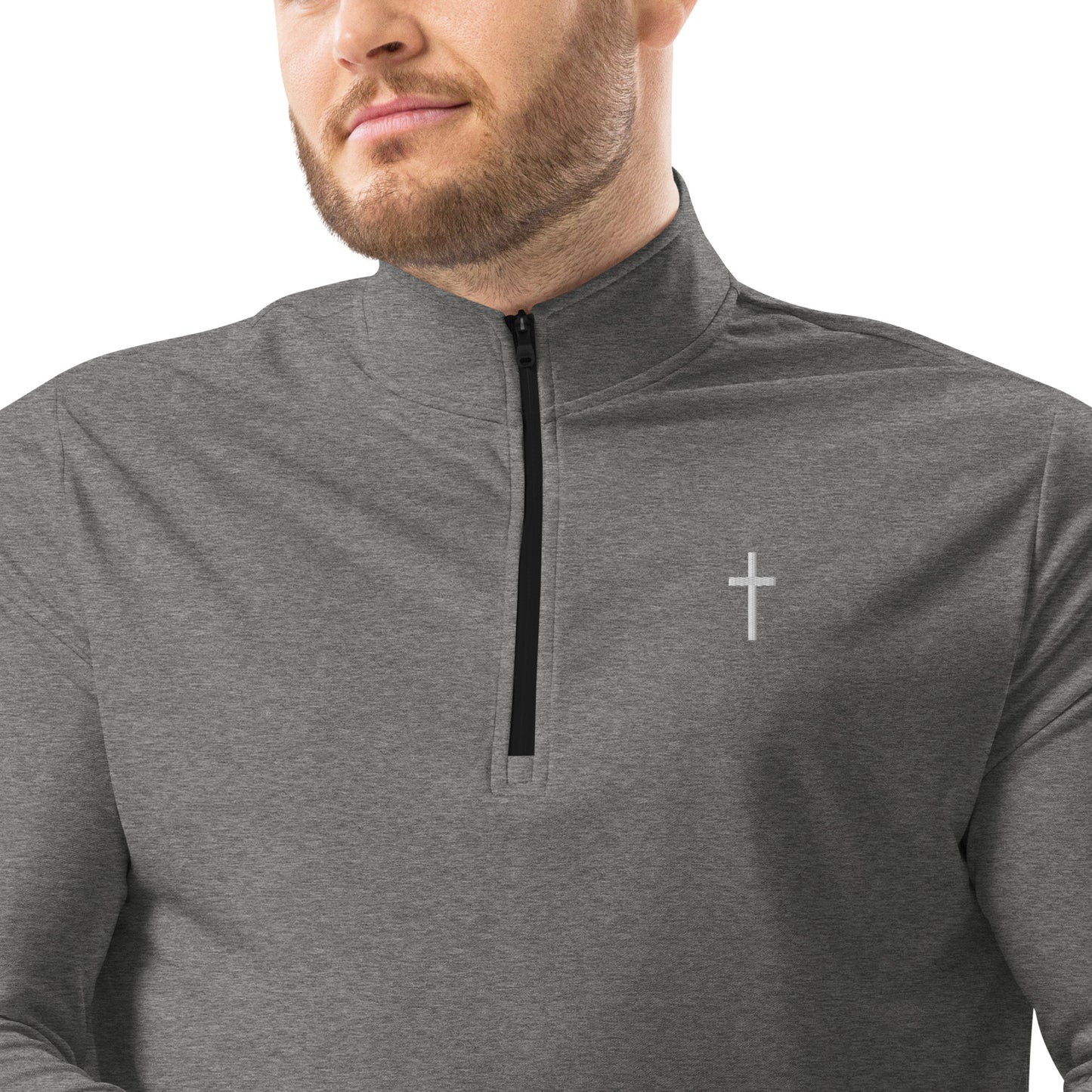 Embroidered Cross Adidas Quarter Zip Pullover