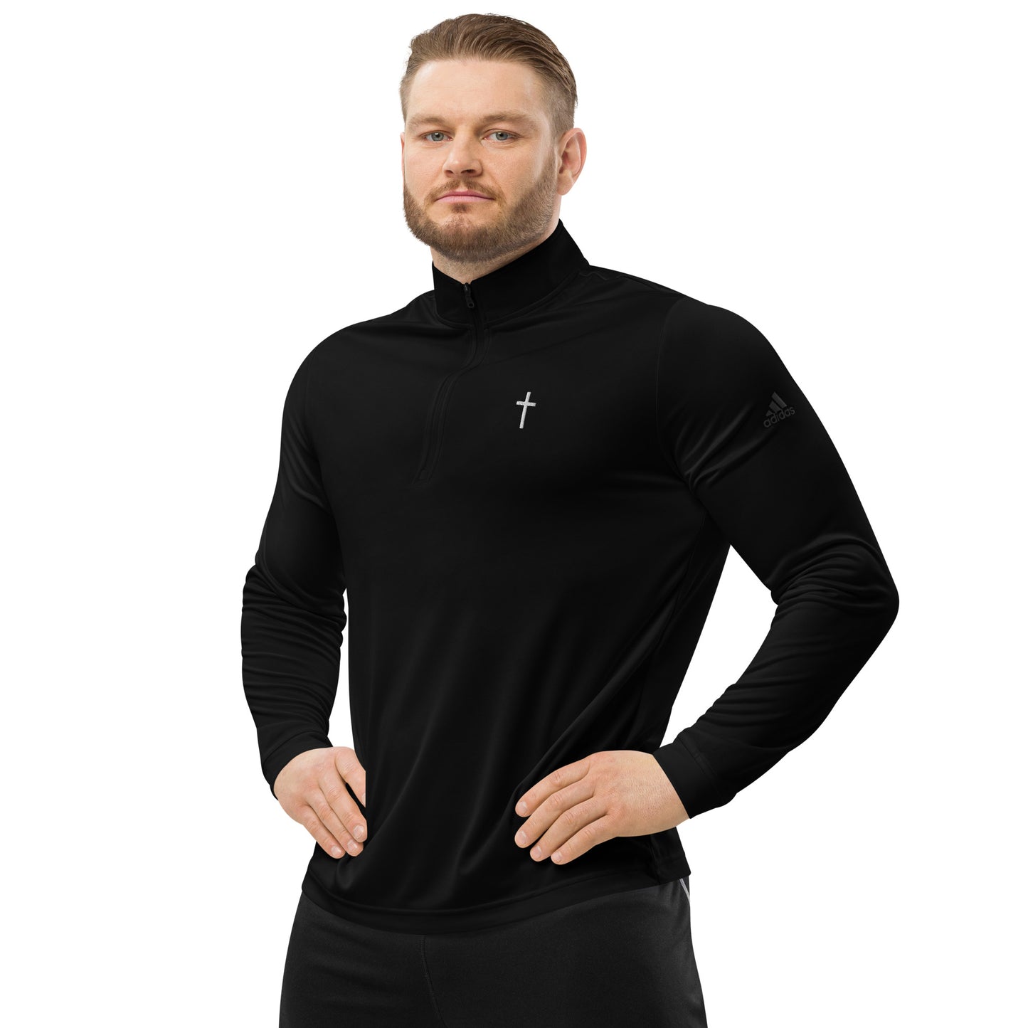 Embroidered Cross Adidas Quarter Zip Pullover