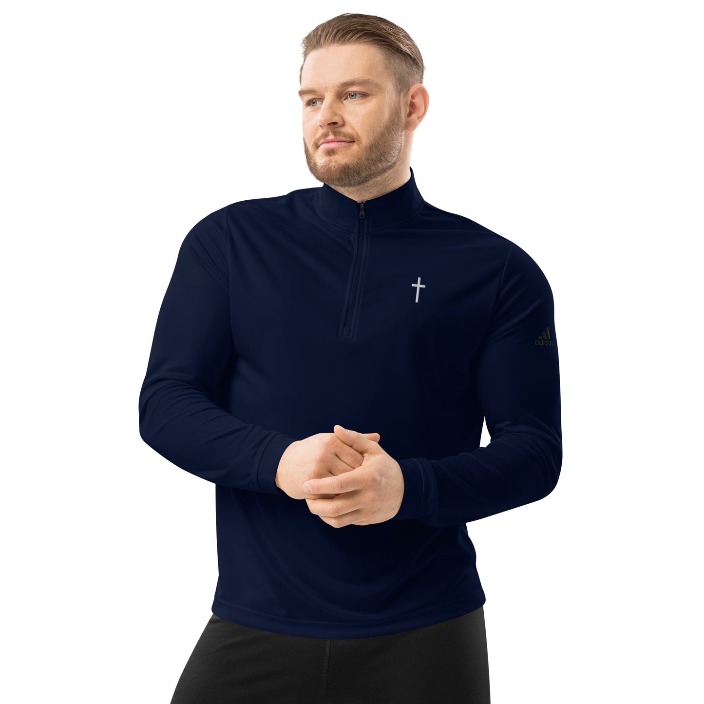 Embroidered Cross Adidas Quarter Zip Pullover