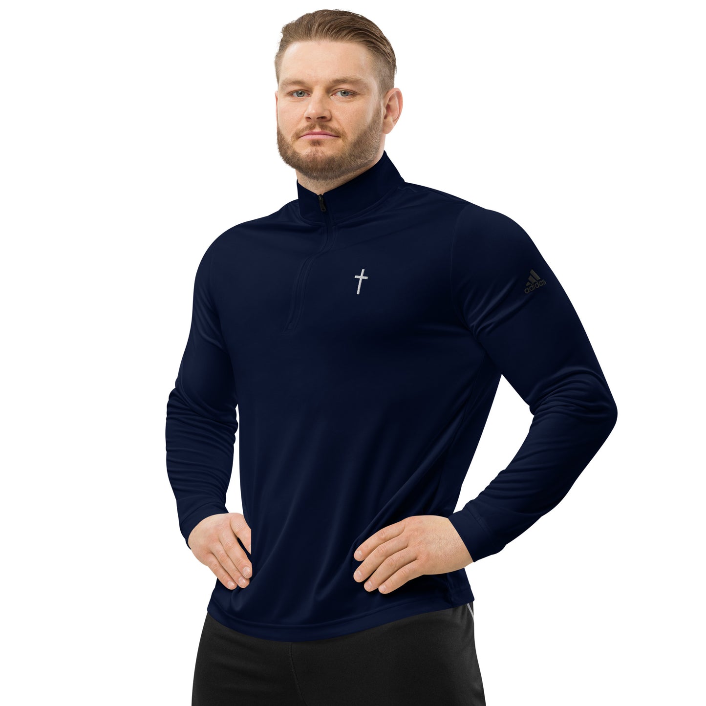 Embroidered Cross Adidas Quarter Zip Pullover
