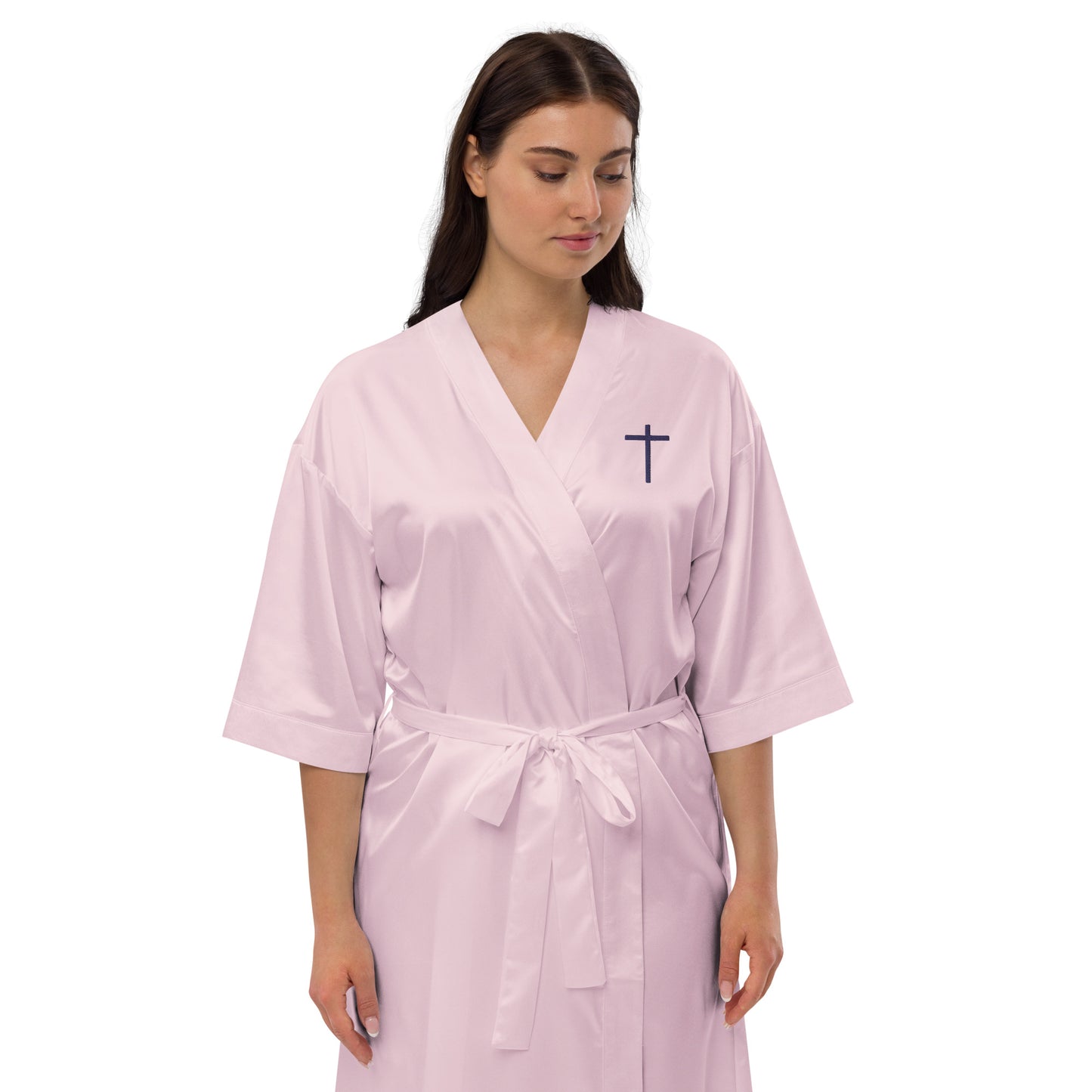 Embroidered Cross Satin Robe