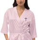 Embroidered Cross Satin Robe