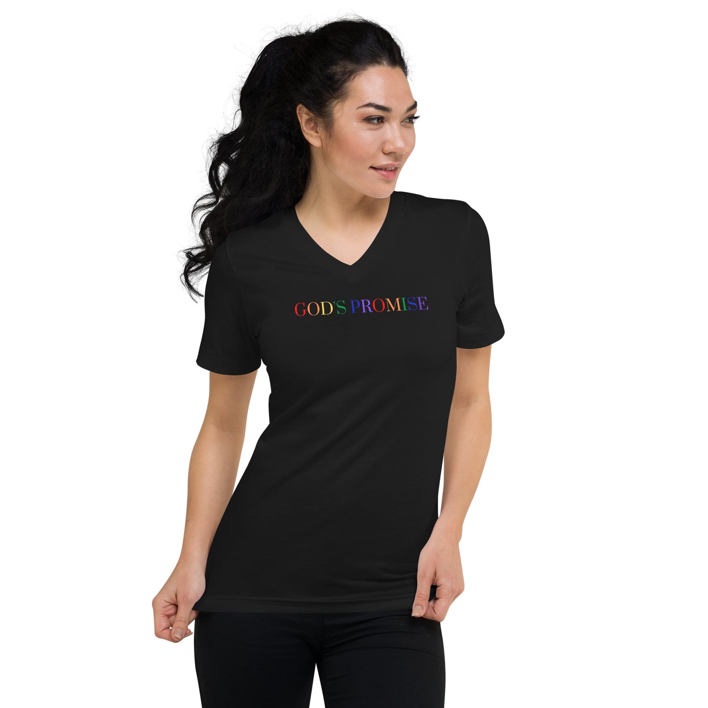"God's Promise" Unisex Rainbow V-Neck T-Shirt