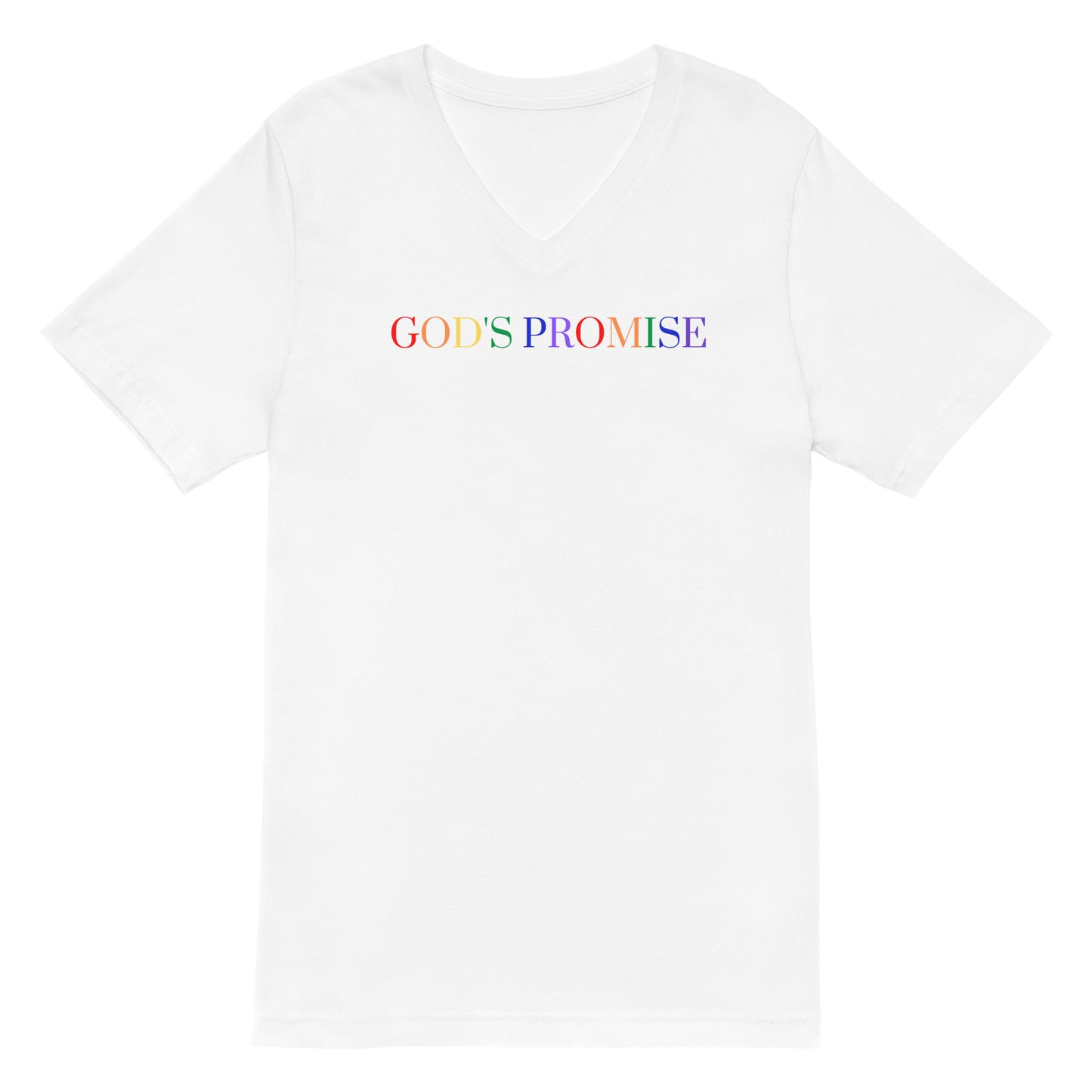 "God's Promise" Unisex Rainbow V-Neck T-Shirt